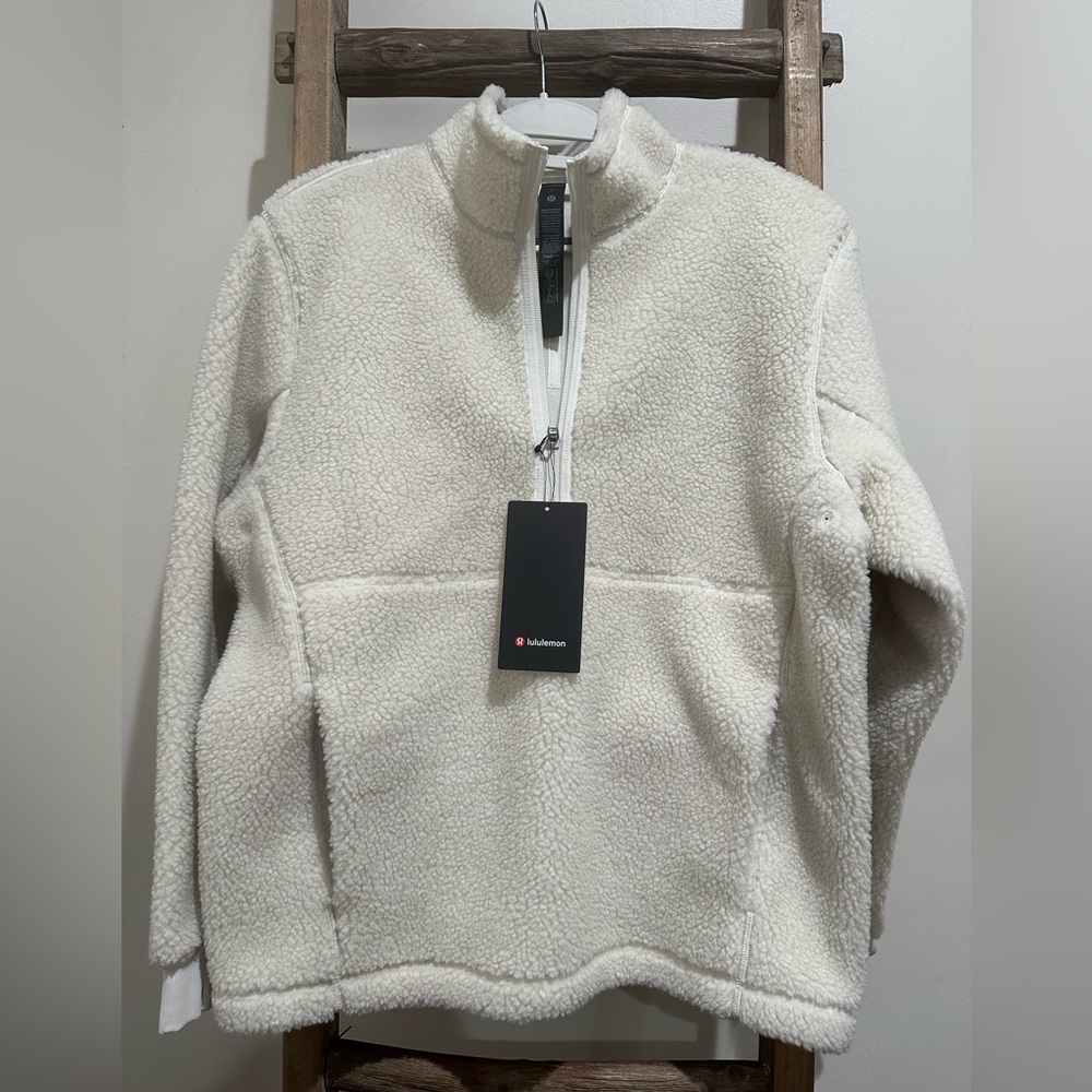 Lululemon Men’s Fleece $168 High Pile HalfZip Pullover Bone